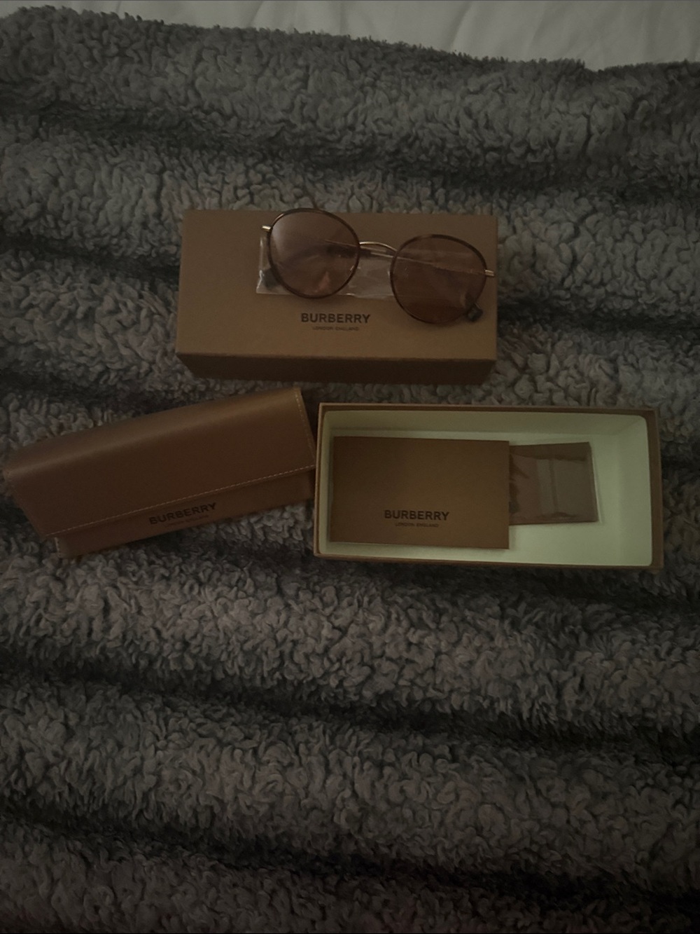 Burberry Round Metal Frame Sunglasses in Brown Tones